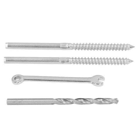 Heavy Duty Swage Lag Screw Cable Railing Kit With Stainless Steel 316 Left Right Thread For Wooden Poles And Decks No Fuss Setup Outdoor Ready