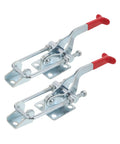 Premium Heavy Duty Toggle Latch Clamps Set Of 2 with galvanized iron, red handles, suitable for tool boxes and heavy loads.