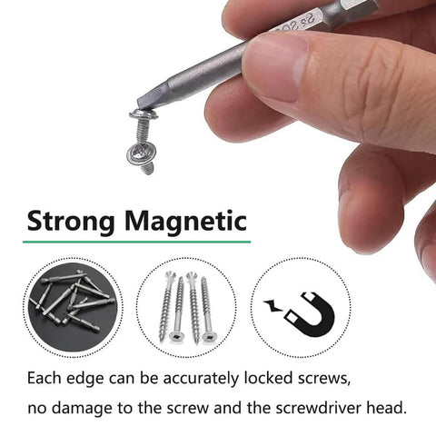 12 Piece One Quarter Inch Hex Shank Square Tip Bit Set With Magnetic Square Head Bits SQ5 SQ4 SQ3 SQ2.75 SQ2 SQ1, used with screws