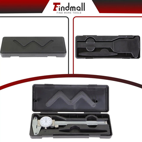Open plastic case with 6 Inch Dial Caliper With 0.001 Inch Precision, Stainless Steel Measuring Tool For SAE Inches inside.
