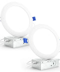 Snap Up These Kickass 6 Inch Canless Led Recessed Lights 2 Pack Ultra Slim Ic Rated Downlights Smooth White Trim, showing two lights with spring clips.