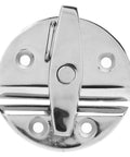 Round marine-grade stainless steel twist latch, front view, for hatches and enclosures