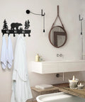 Metal Bear Coat Rack Wall Mount With Six Hooks For Hats Coats Towels Keys Bags And More Durable Black Finish in bathroom