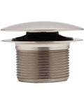 Swanky Satin Nickel Mushroom Tip Toe Bathtub Drain Stopper 1 1 2 Inch NPSM Coarse Thread Push Button design with smooth cap.