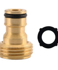 Brass garden hose quick connector and rubber washer from Garden Hose Quick Connectors Three Quarter Inch Brass Easy Connect Hose Adapter Kit.