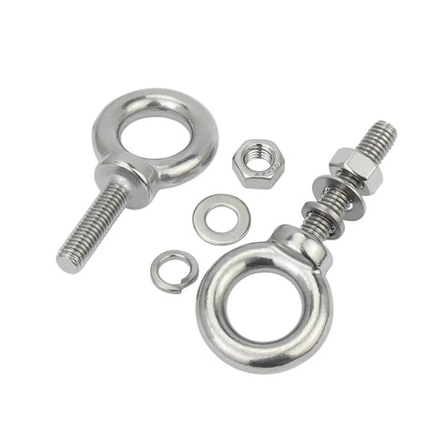 Beefy 304 Stainless Steel Eye Bolts With Nut Washers For Marine, Outdoor And Industrial Use, Rust Resistant With Precision Threaded Shafts For A Secure Fit And Long Lasting Strength, M3 eye bolts with nut washer and spring washer set