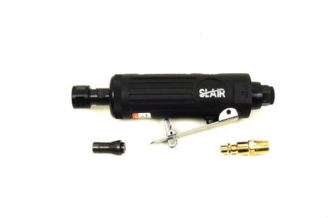 Top Tier 16 Piece Air Straight Die Grinder Kit Generating 22000 Rpm Ball Bearing Power Through Quarter Inch Npt Inlet Featuring Featherweight Alloy Construction and Quarter Plus Eighth Inch Collets For Legit Auto Shop Tasks showing air die grinder and accessories.
