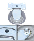Built Like A Tank 4 Inch Rigid Caster Wheel Set With Reinforced Steel Brackets And Durable Thermoplastic Rubber Treads close-up view.