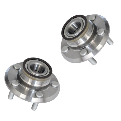 2 Pack Front Wheel Hub And Bearing Assembly 5 Lug Fit For Chrysler 300 2005 To 2014, Dodge Challenger 2008 To 2014, Charger 2006 To 2014, And Magnum 2005 To 2008 Direct Replacement Wheel Hub Kit, shown from top view showcasing both hubs.