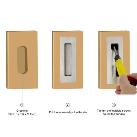 Heavy Duty 6 Inch Recessed Pocket Door Pull With Slick Brushed 304 Stainless Steel Body Delivering A Rock Solid Grip For Zero Hassle Sliding Barn Door Action And Rust Proof Knockout Durability