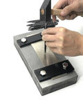 Using Metal Stamping Kit With 0.2 Inch Shank Stamps And Jewelry Anvil Chisel Set For DIY Jewelry Making And Crafting on a metal slab