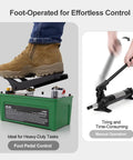 Comparison of foot pedal control and manual operation for 10,000 Psi Air Hydraulic Pump With Foot Pedal And Six Point Six Foot Hose For Auto Body Frame Machines And Pro Grade Heavy Duty Hydraulic Tools Including NPT Three Eighth Inch Oil Outlet And NPT Quarter Inch Inlet.