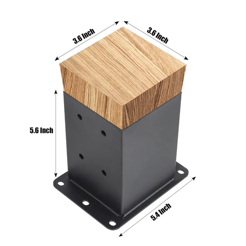Beefy Heavy Duty 4x4 Post Base With Four Post Anchors In Black Powder Coat For Outdoor Fences, Mailboxes, Pergola Brackets and Deck Posts