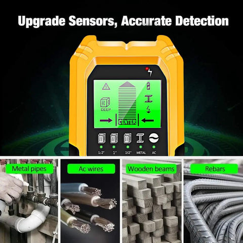 Pro Grade 5 In 1 Stud Finder Wall Scanner With Digital Hd Lcd Display And Clear Audio Alarm Dead Nuts Detection For Wood Studs Metal Pipes Live Ac Wires Rebar And Support Beams Rock Solid Performance For Every Renovation Task