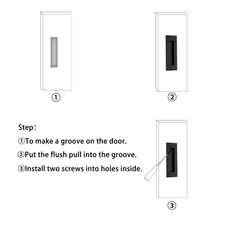Installation steps for Knuckle Friendly Matte Black Recessed Pocket Door Handles Offer Zero Snag Edges And Dead Simple Screw Mounting.