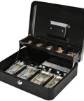 Large Cash Box With Money Tray And Lock For Cash Handling And Small Biz Hustle, Durable Lockable Money Organizer For Lemonade Stands