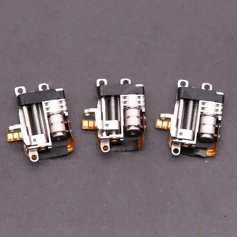 Badass Compact Linear Actuator Packing Smooth Planetary Gearbox And Solid Metal Mini Stepper Motor 2 Phase 4 Wire Dead Silent Performance Slick 10 Mm Throw For Garage Projects And Mods in three units on black background.