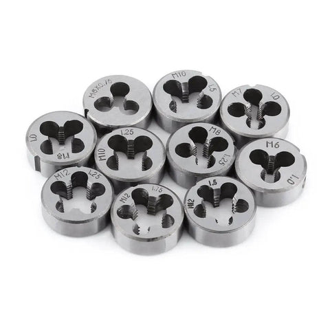 M6 To M12 Screw Die Set With Adjustable Wrench For External Threading, Precision Bearings Steel Hand Tools For Auto Mechanics Machinists DIY Guys Cutting Coarse Threads Smoothly On The Fly, M6-M12 dies