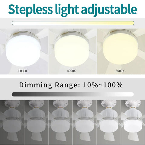 2 In 1 Socket Fan Light With Remote Must Have Dimmable LED Ceiling Fan And Light Adjustable Color Temperature 3000K To 6500K