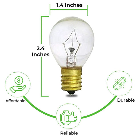 25W S11 Lava Lamp Replacement Bulbs, 120V Incandescent, E17 Intermediate Base, for 14.5 Inch Lava Lamps and Glitter Lamps, size shown