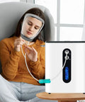 Woman using Hydrogen Face Mask Inhaler Kit With H2 Gas Generator, Lightweight Portable Mask for inhalation at home