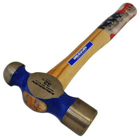 32 Ounce Ball Pein Hammer With Hickory Handle Polished Face Bevel And Pein Rust Resistant Black Painted Surfaces Compression Wedged Handle