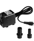 Powerful Workhorse Submersible Water Pump with Adjustable Intake, 15W Motor, 760 Liters Per Hour, 5.2 Foot Lift, Dual Nozzles, Black