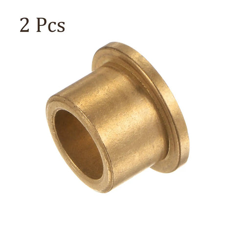 Two Pack Flanged Bronze Sleeve Bearings 14mm x 20mm x 16mm Oilless Bushing For Machinery Gold Finish, 2 pcs