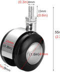 Slick Silent Swivel Casters Replacement Office Chair Wheels Heavy Duty 1.6 Inch plastic roller with chrome accents.