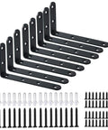 Heavy Duty Black Steel L Shelf Brackets Set 8 Pieces 5x3 Inch Decorative Angle Braces with Mounting Screws