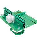 Heavy Duty Woodworking Bench Router Plate System With Precise Adjustable Height Lift and Sure Grip Clamping Mount, green CNC aluminum design.