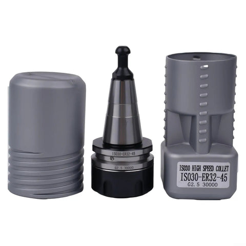 Heavy Duty Er32 Balance Collet Chuck Crafted From Top Shelf Stainless Steel Cnc Milling Tool Holder With 45L Pull Stud For High Speed Spindles Up To 30000Rpm Lathe Drilling And Grinding Accessory Built Different displayed on a white background.