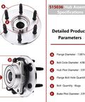 4WD Front Wheel Hub And Bearing Assembly 515036 Fits Silverado 1500 1999-2007, Tahoe Suburban 1500 2000-2006 front hub specs