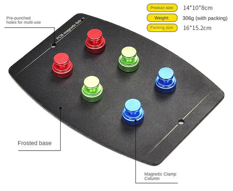 Dope Magnetic Third Hand Soldering Station For PCB Work with matte base and colorful magnetic pillars for precise assembly.