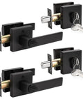 Two Pack Keyed Entry Door Lever And Deadbolt Set With Reversible Left Or Right Handles Built Tough Heavy Duty Matte Black Vintage Design Keyed Alike Easy DIY Installation