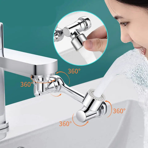 Person using Faucet Extender Aerator Kit With Oxygen Enriched Foam Splash Filter And Four Tier Net Filter Two Outlet Modes Easy 360 Degree Swivel