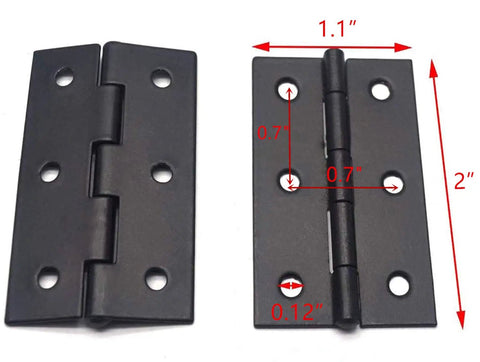 Rock Solid 2 Inch Black Butt Hinges For Cabinets And Cupboards Smooth Gliding Heavy Duty Door Hardware With 72 Screws showing dimensions and design.
