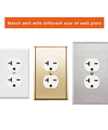Heavy Duty 20 Amp 250 Volt NEMA 6-20 Duplex Receptacle White 10 Pack Industrial Grade Wall Outlet shown with various wall plates