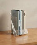 Crystal Clear L Shaped Bookends For Desk And Shelf Organization See Through Acrylic Supports To Keep Your Books Magazines And Files Upright