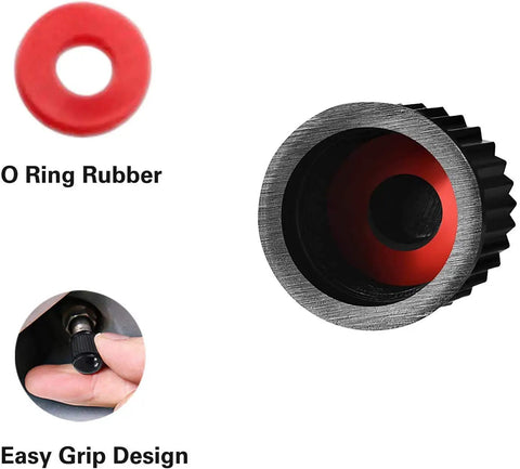 50 Pack Tire Valve Caps Plastic Valve Stem Caps With O Ring Seal Built For All Rides Close-up showing O-ring and grip design.