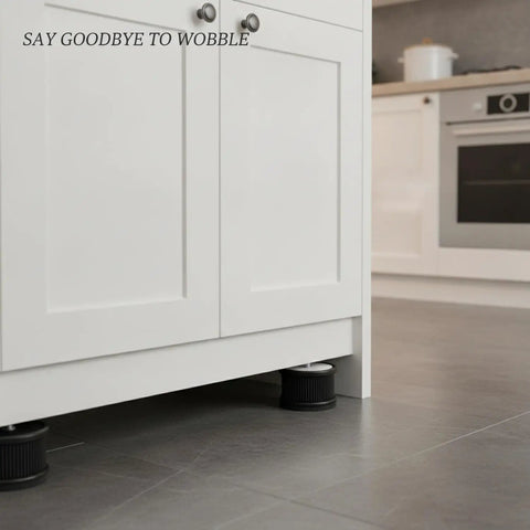 Adjustable Furniture Leveling Foot For Cabinets Desks And Tables Black PP Plastic Base With Grippy Sponge Pad under white kitchen cabinet