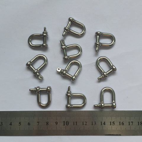 Stainless Steel Mini D Shackle 4mm For Paracord Jewelry And Everyday Outdoor Gear, Tough 316 Marine Hardware, 10 pieces with ruler