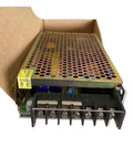 Industrial 100W Switching Power Supply In Durable Metal Enclosure For R100U Series R100U-5 To R100U-48 High Efficiency Compact Cooling Low Heat Output Built Tough For Demanding Automation And Tight Space Installations, perforated top view