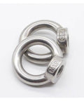 Rock Solid 304 Stainless Steel Lifting Eye Bolt Ring Nut, showing two rounded eye bolts, ideal for heavy duty marine rigging.