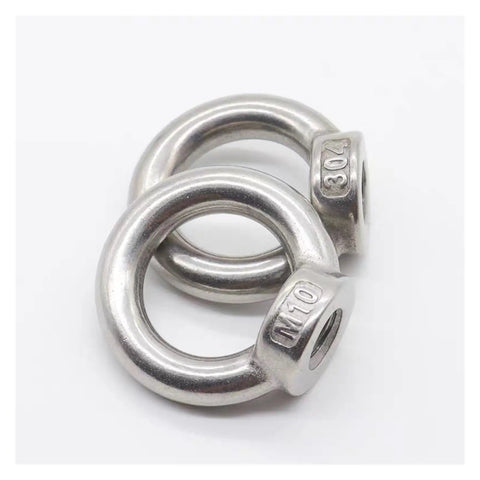 Rock Solid 304 Stainless Steel Lifting Eye Bolt Ring Nut, showing two rounded eye bolts, ideal for heavy duty marine rigging.