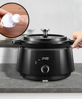 Kick Your Tired Furniture Into Gear With This Hassle Free Set Of 12 Mini Self Adhesive Caster Wheels Featuring Ridiculously Smooth 360 Swivel Sticky Rollers That Glide Quietly Across Flooring To Safeguard Small Kitchen Appliances Or Storage Bins For A; close-up of a black multi-cooker with a digital timer and a person adjusting the lid.