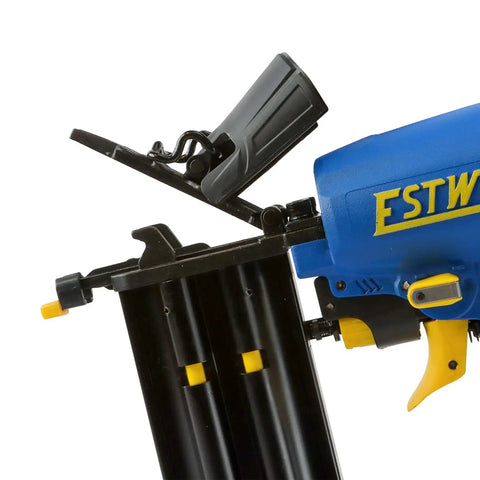 Pro Grade Pneumatic Brad Nailer Built Tough For Zero Stress Finish Work And Trim Install With An Adjustable Metal Belt Hook And Quick Connect Swivel Fitting For 18 Gauge 2 Inch Brads