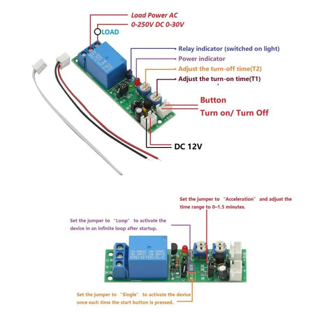 12V DC Timer Relay Module With Adjustable Cycle Delay And On Off Switch, DIY Friendly Power Shield For Arduino Projects, 0 To 60 Minute Delay, Single Time Mode, Easy Wiring, Reliable Relay Control For Automations, wired relay board
