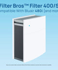 Replacement HEPA Particle Filter For Blueair 480i And 400 Series Classic Air Purifiers shown in white casing