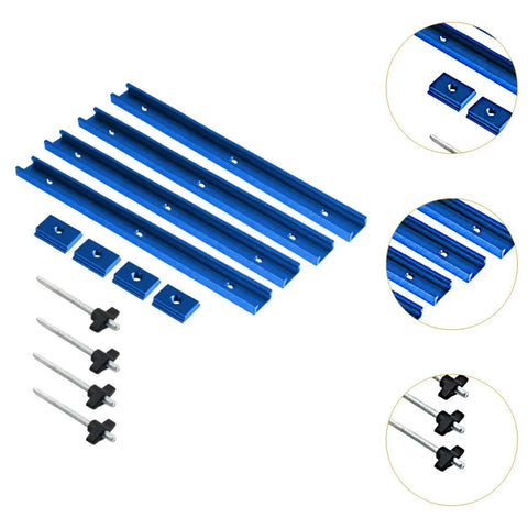 Blue aluminum components of T Slot Miter Track Jig Kit With Knobs For Woodworking Jigs And Fixtures Predrilled Mounting Holes